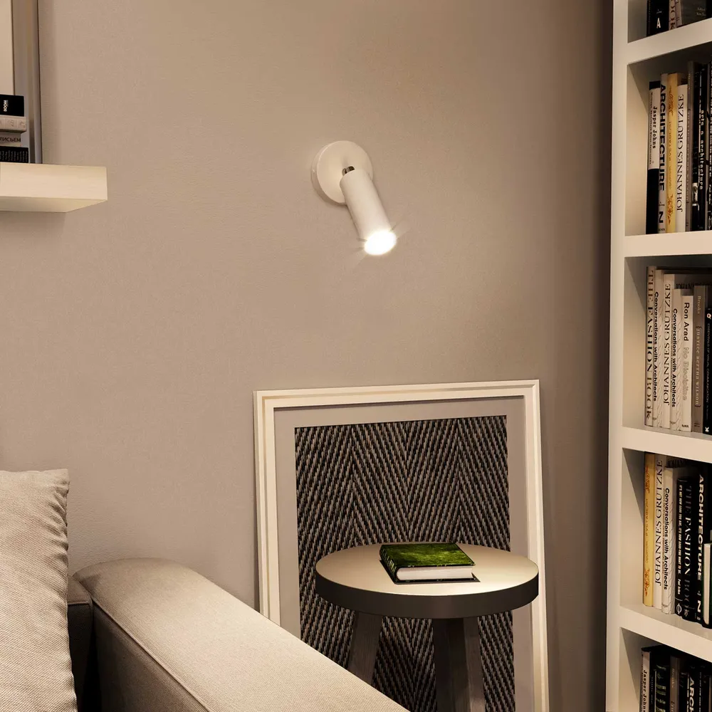 Tub-E12, tuyau spot avec douille double collet E12 - Blanc Mat
