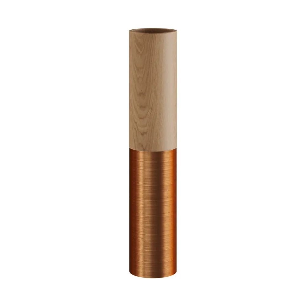 Tub-E14, tube en bois et métal pour spot avec double douille E14 - Neutre et cuivre satiné