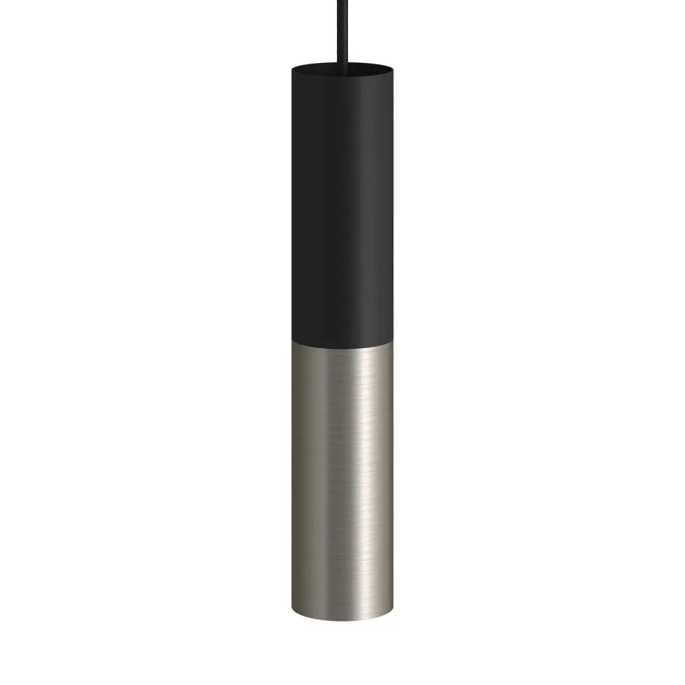Tub-E14, tube en métal double pour spot avec douille double bague E14 - Noir et Titane satiné