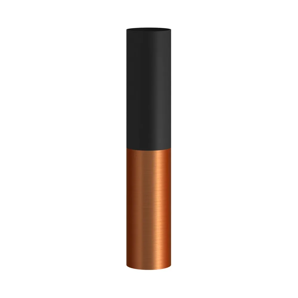 Tub-E14, tube en métal double pour spot avec douille double bague E14 - Noir et Cuivre satiné