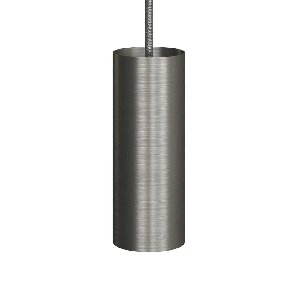 Tub-E14, tube en métal pour spot avec douille double bague E14 - Titane satiné