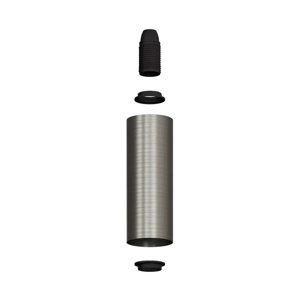 Tub-E14, tube en métal pour spot avec douille double bague E14 - Titane satiné