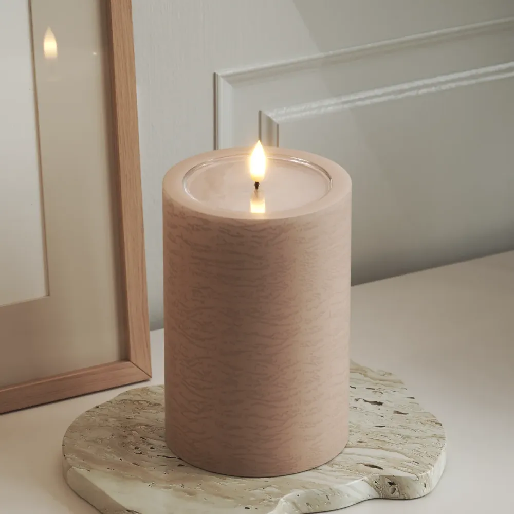 Unique LED Bougie pilier D 10 x 15 cm Rose