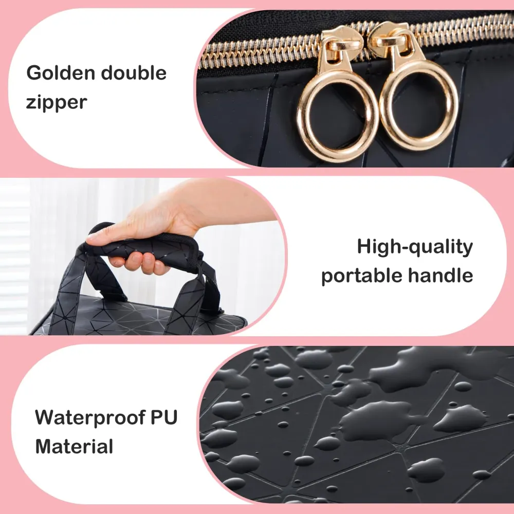 Uross Organiseur Vernis à Ongles – Sac 60 Bouteilles, Lampe et Trousse (Noir)