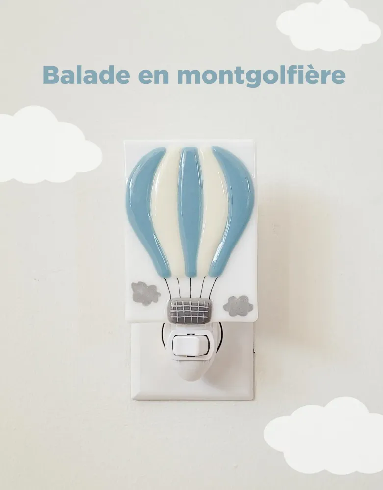 Veilleuse - Montgolfière bleu alpin Veille sur toi