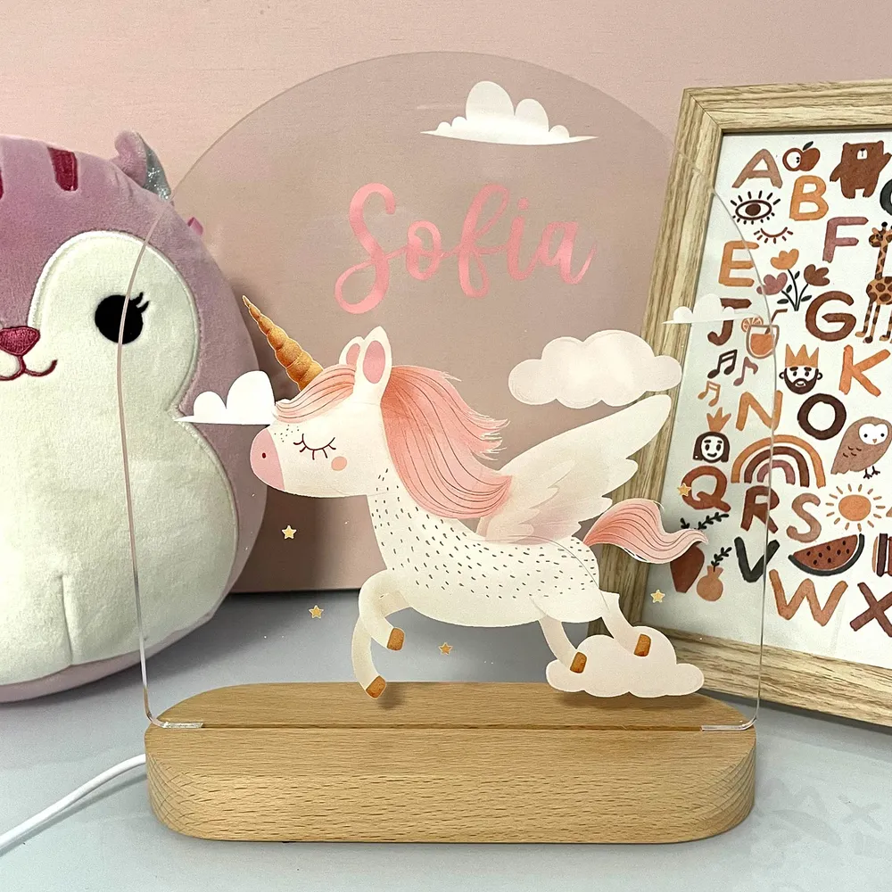 Veilleuse Licorne avec Nom Personnalisé