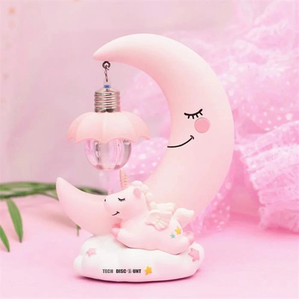 TD® Veilleuse lunaire chambre enfants décoration intérieur luminaire chambre salon veilleuse lune résine Lumière LED rose...