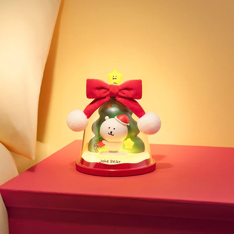 Veilleuse de Noël Joke Bear and Friends, lampe à activation vocale avec minuterie – 4 niveaux de luminosité réglables, jol...