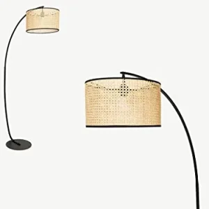 Lampadaire arc cannage NEIROBI - style ethnique - Fer et rotin - H. 195 cm - Noir et naturel Vente-unique
