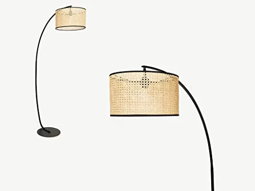 Lampadaire arc cannage NEIROBI - style ethnique - Fer et rotin - H. 195 cm - Noir et naturel Vente-unique