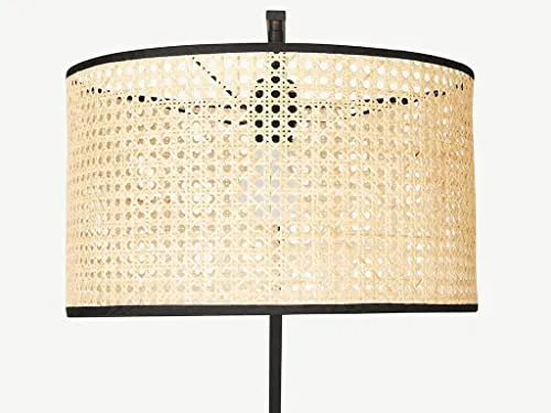 Lampadaire arc cannage NEIROBI - style ethnique - Fer et rotin - H. 195 cm - Noir et naturel Vente-unique