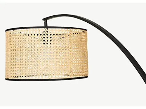 Lampadaire arc cannage NEIROBI - style ethnique - Fer et rotin - H. 195 cm - Noir et naturel Vente-unique