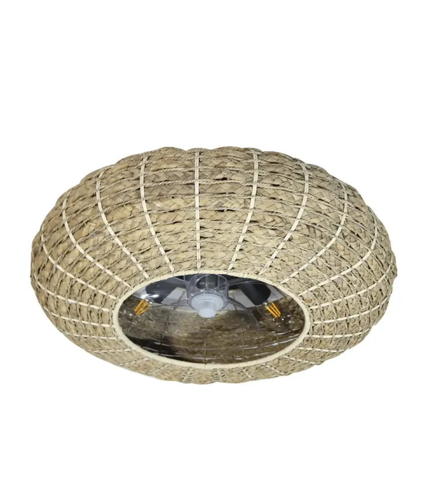 Ventilateur de plafond avec lampe et télécommande design naturel fonction été hiver Cecotec