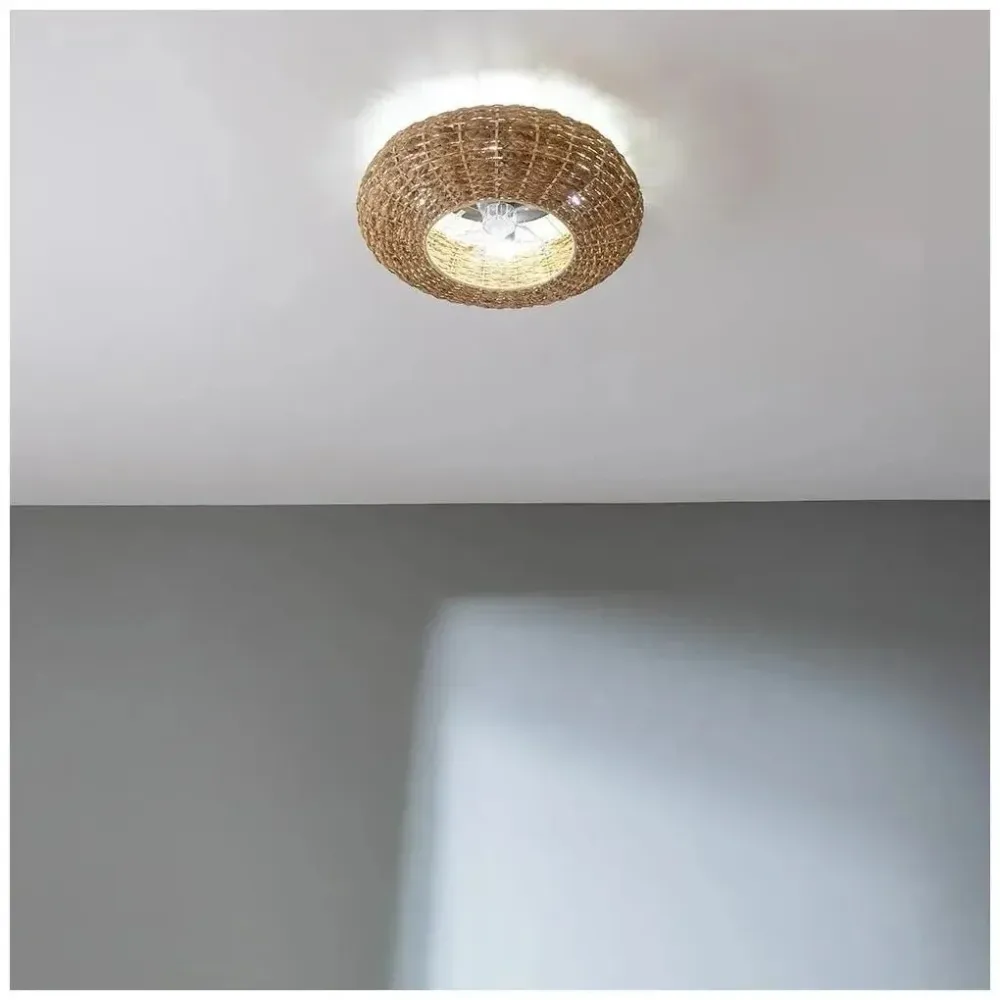 Ventilateur de plafond avec lampe et télécommande design naturel fonction été hiver Cecotec