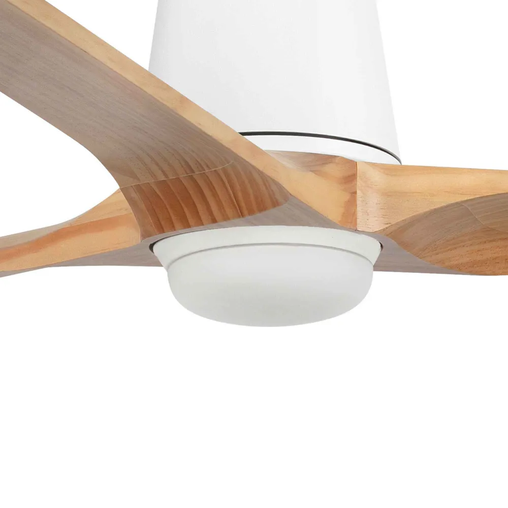 Ventilateur de plafond HEYWOOD TUB Ø 132 cm blanc : ventilation silencieuse, éclairage LED