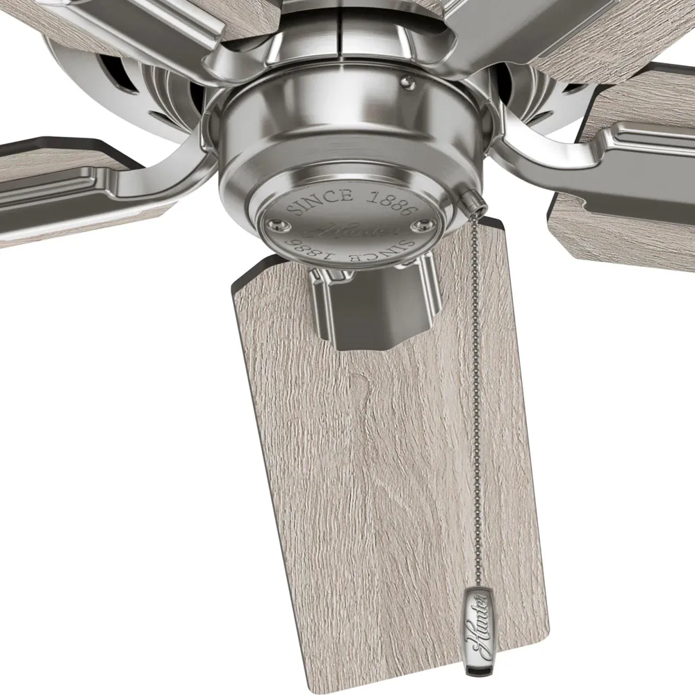 Ventilateur de plafond Hunter 44 Altidore en nickel brossé avec kit d'éclairage LED et chaînette - Style campagnard, rusti...