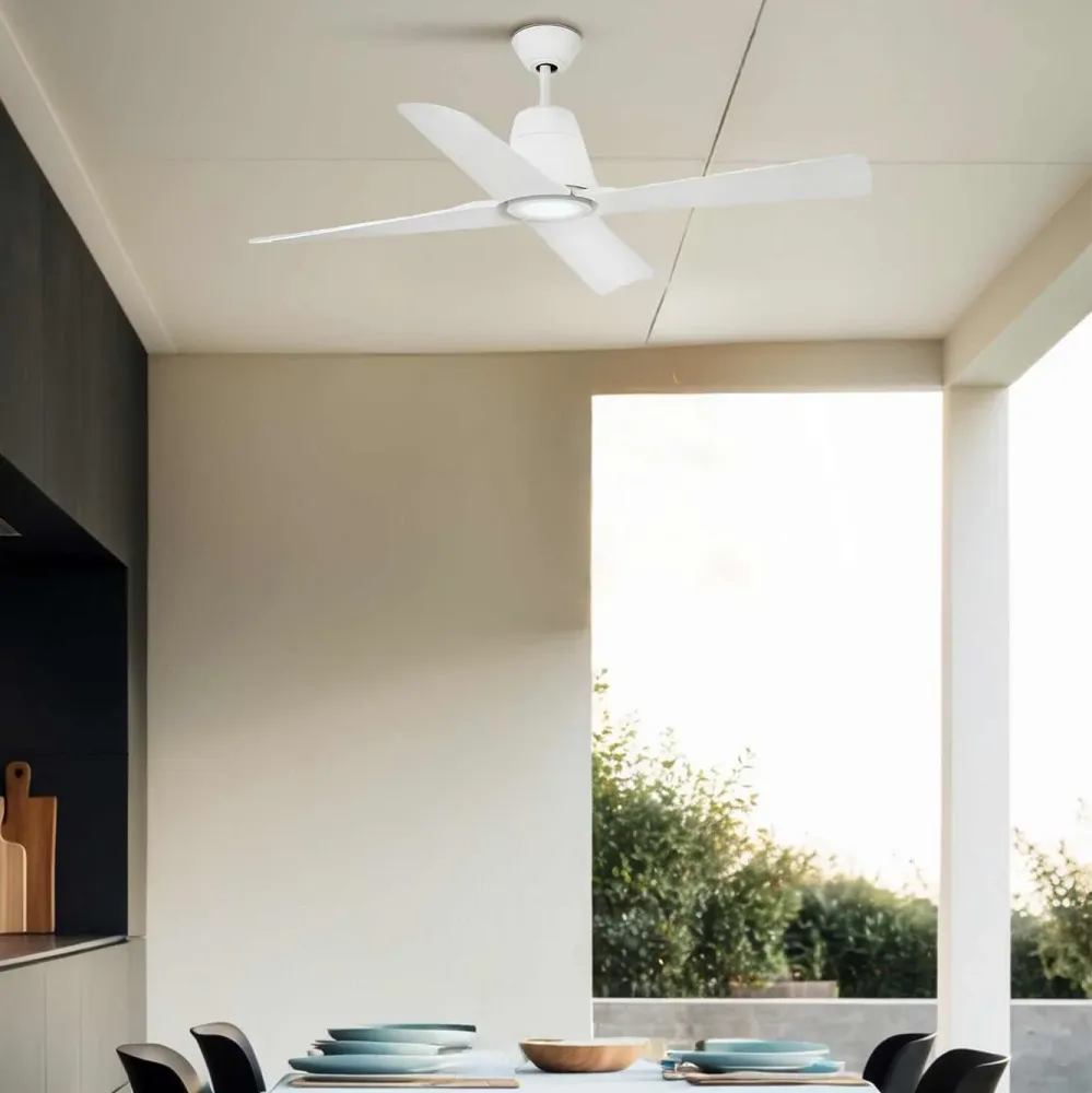 Ventilateur de plafond intérieur/extérieur TYPHOON blanc avec luminaire