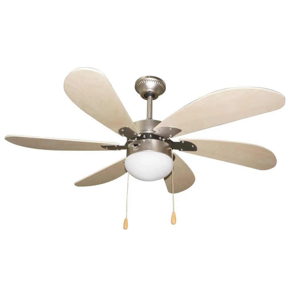 Ventilateur de plafond "Margherita" avec 6 pales en bois et lumière 60 w Ø 107 cm
