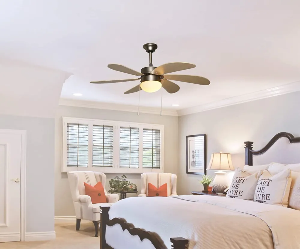 Ventilateur de plafond "Margherita" avec 6 pales en bois et lumière 60 w Ø 107 cm