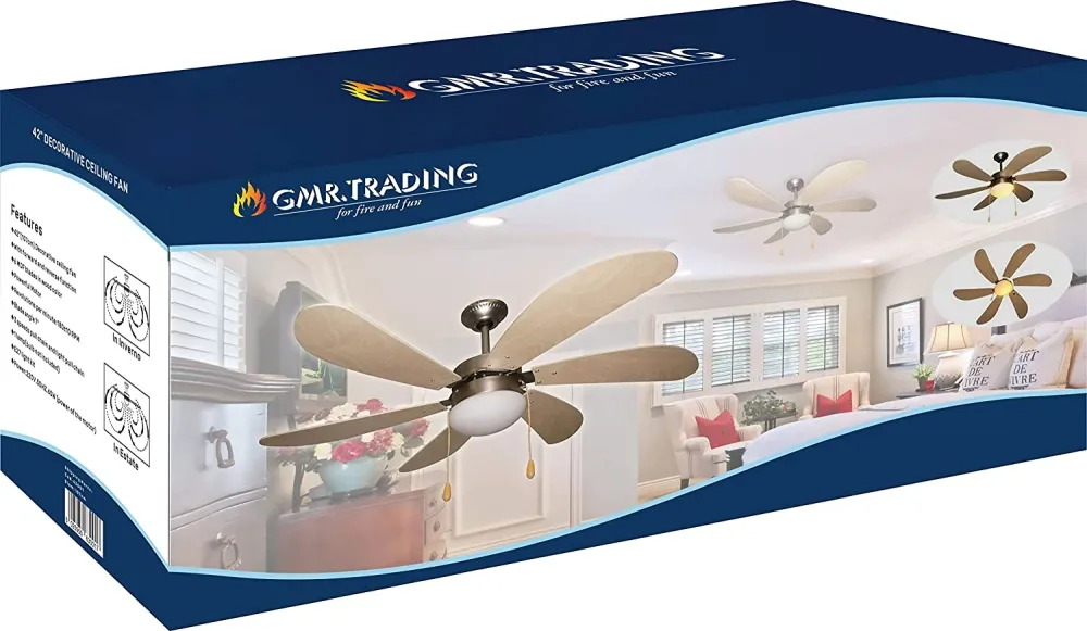 Ventilateur de plafond "Margherita" avec 6 pales en bois et lumière 60 w Ø 107 cm