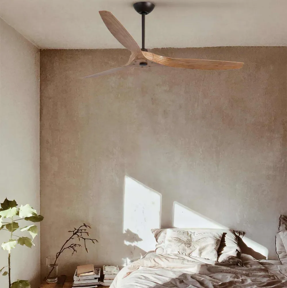Ventilateur de plafond MOREA marron pales finition pin