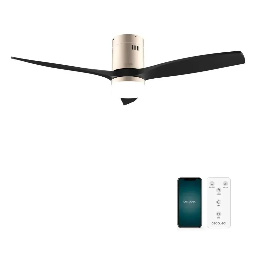 Ventilateur de plafond 52 pouces éclairage LED connectivité WiFi 6 vitesses mode été hiver Cecotec