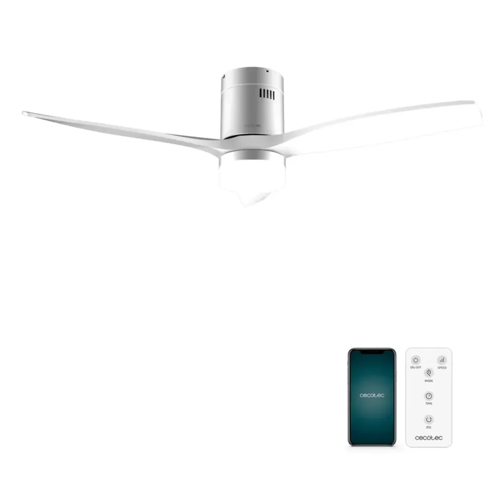 Ventilateur de plafond 52 pouces éclairage LED Wi Fi 6 vitesses fonction hiver été Cecotec
