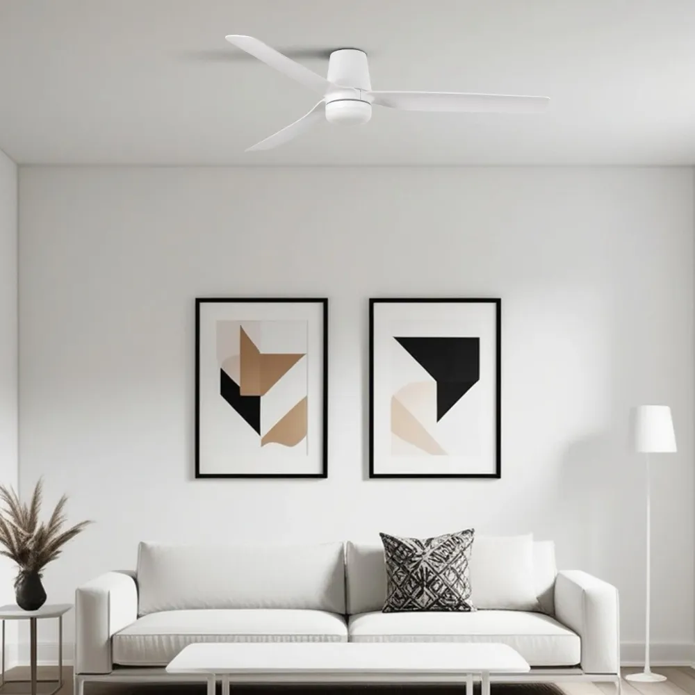 Ventilateur de plafond PUNT TUB Ø1300 mm blanc, silencieux avec éclairage LED dimmable