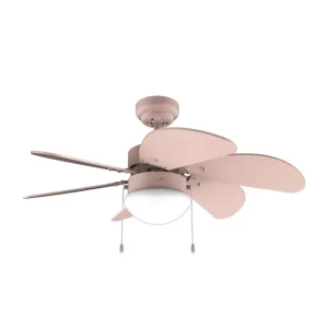 Ventilateur de plafond rose 50W avec lampe 6 pales mode hiver été Cecotec