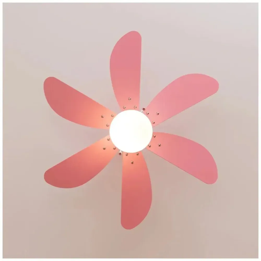 Ventilateur de plafond rose 50W avec lampe 6 pales mode hiver été Cecotec