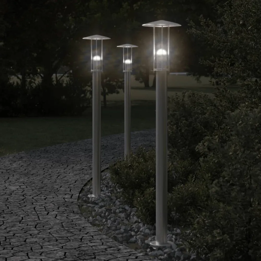 vidaXL Lampadaire d'extérieur argenté 100 cm acier inoxydable