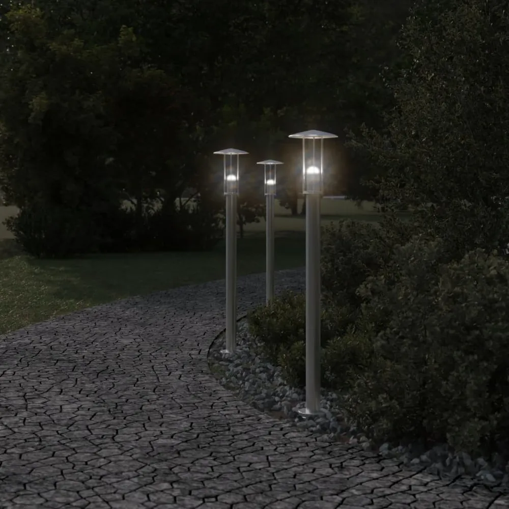 vidaXL Lampadaire d'extérieur argenté 100 cm acier inoxydable