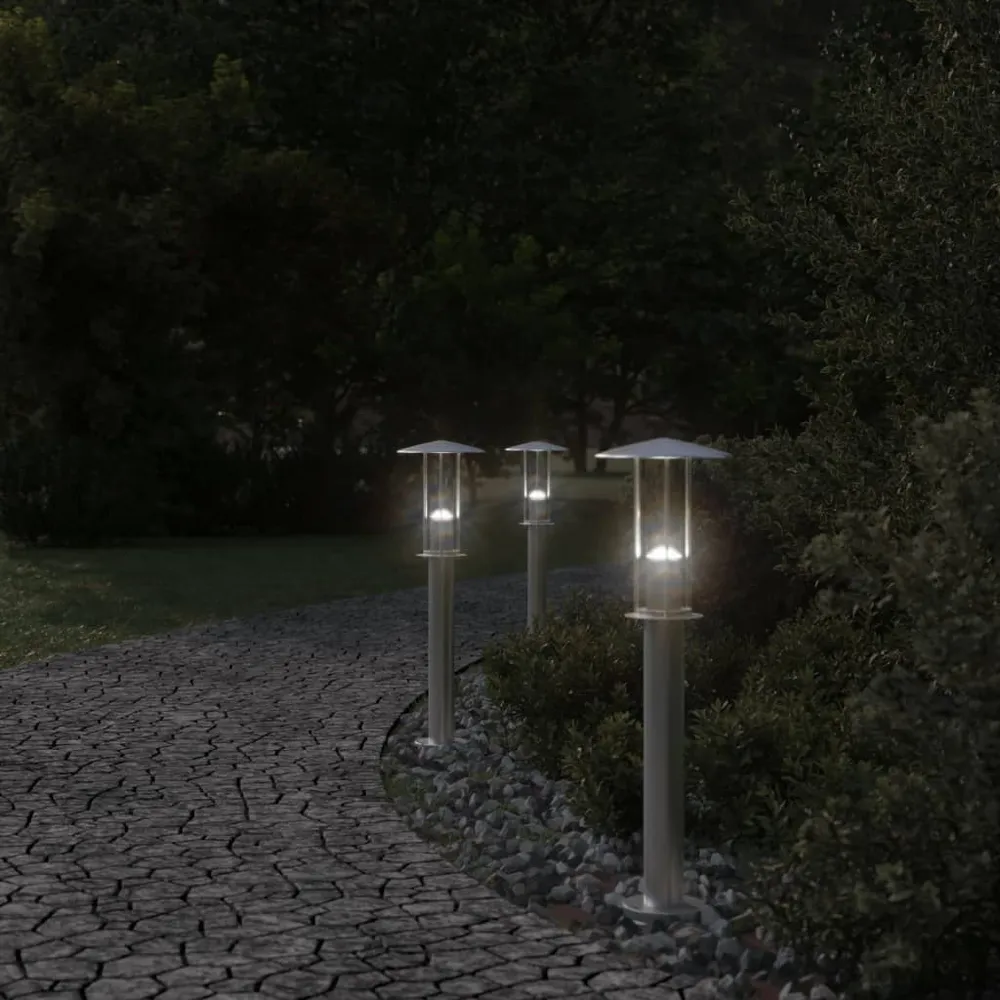 vidaXL Lampadaire d'extérieur argenté 60 cm acier inoxydable