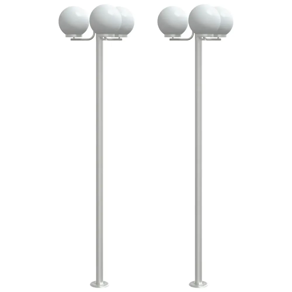 vidaXL Lampadaires d'extérieur 3 pcs argenté 215 cm acier inoxydable