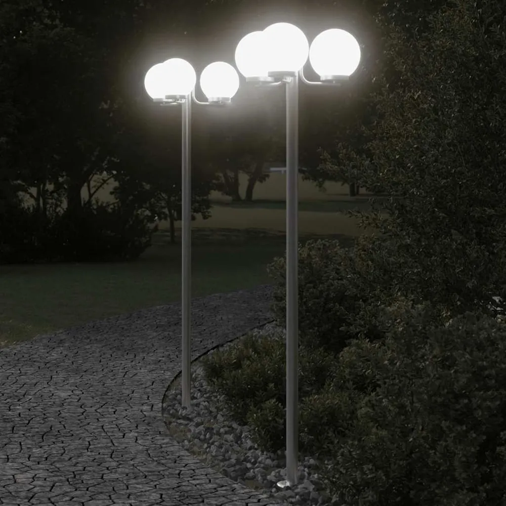 vidaXL Lampadaires d'extérieur 3 pcs argenté 215 cm acier inoxydable