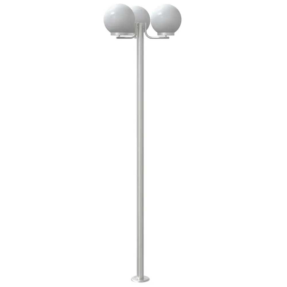 vidaXL Lampadaires d'extérieur 3 pcs argenté 215 cm acier inoxydable