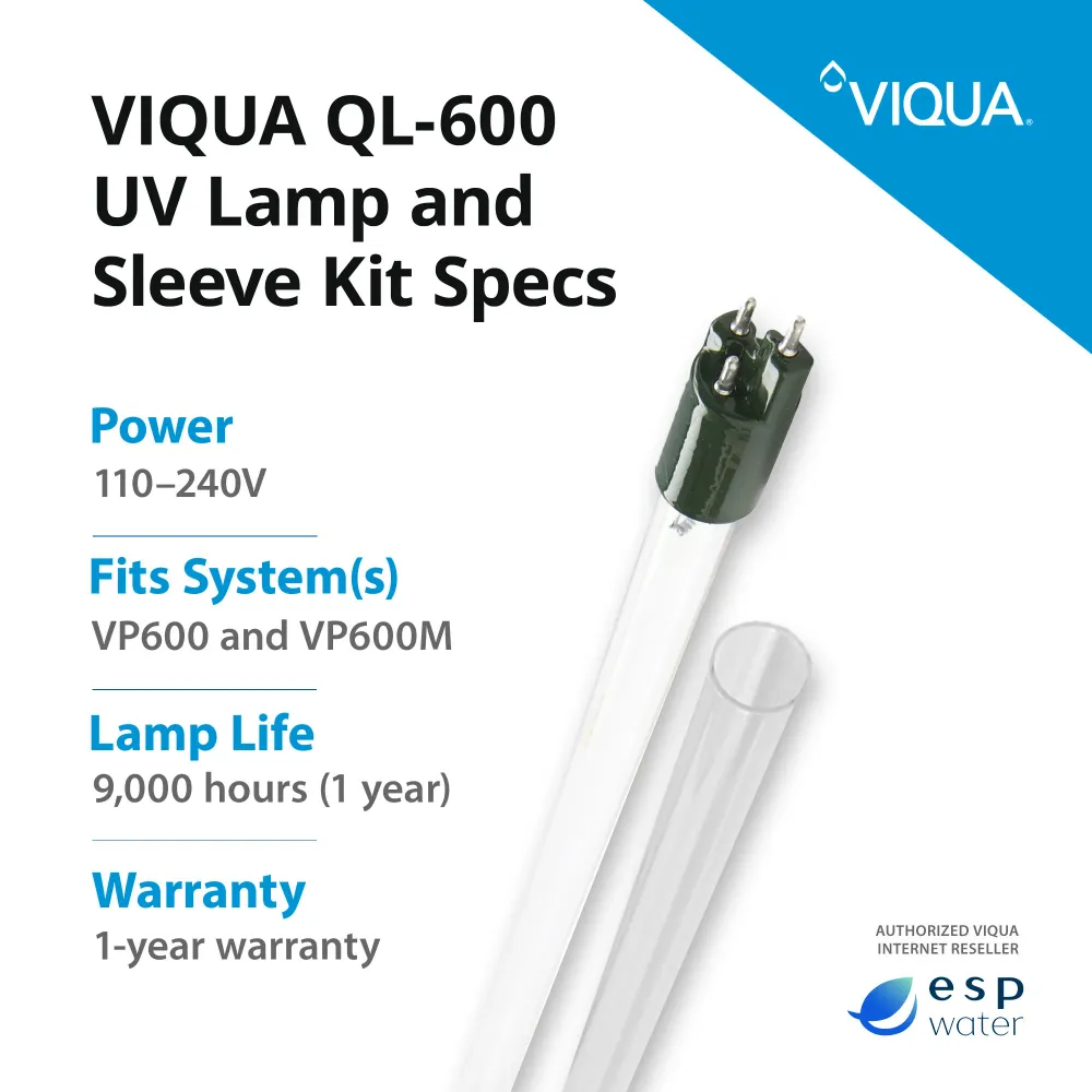 Kit de lampe UV et de manchon VIQUA QL-600 pour VP600 et VP600M