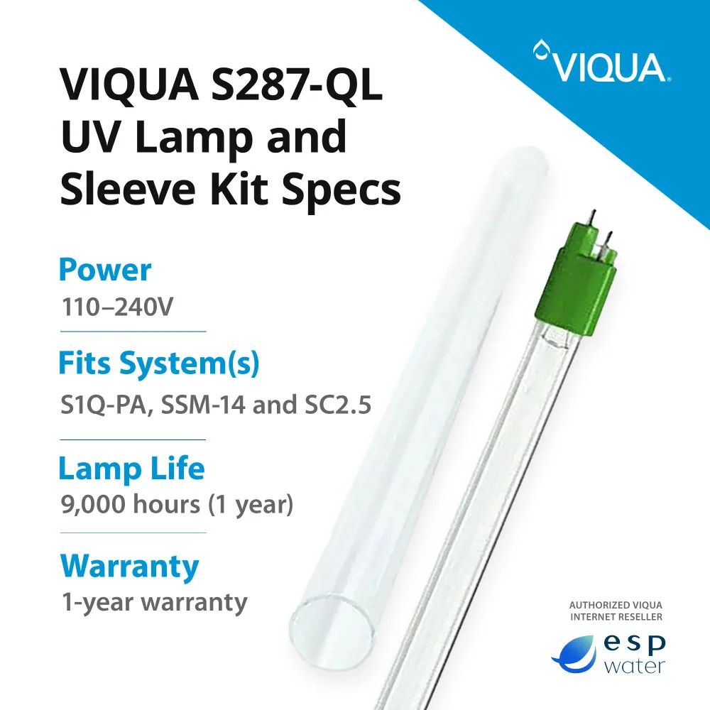 Kit de lampe UV et de manchon VIQUA S287-QL pour S1Q-PA, SSM-14, SC2.5