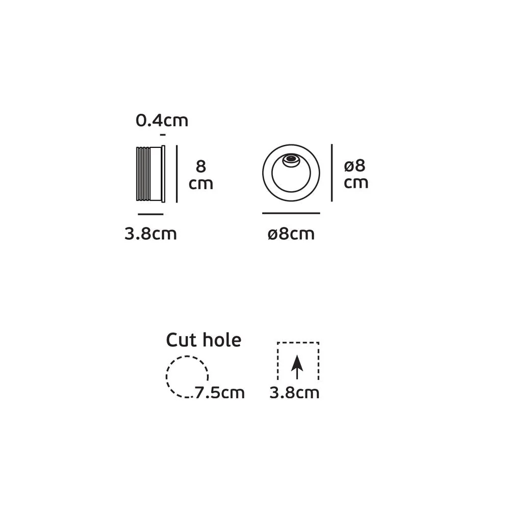 Spot encastré extérieur VK Leading Light LED, diamètre 8 cm, noir et blanc White