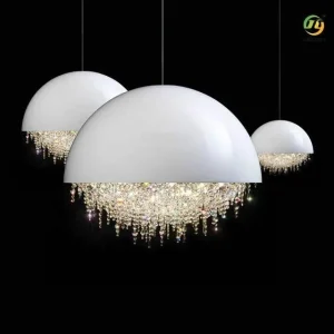 Voir l'image en grand. Lustres décoratifs modernes en cristal de luxe, suspensions LED blanches et noires, lustre de plafo...