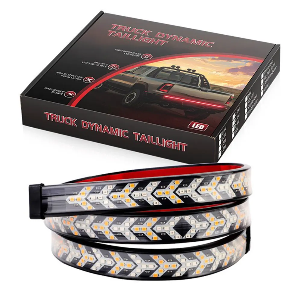 Voiture camion LED feu arrière bande clignotant lampe coulant dynamique os de poisson 1.2 mètres