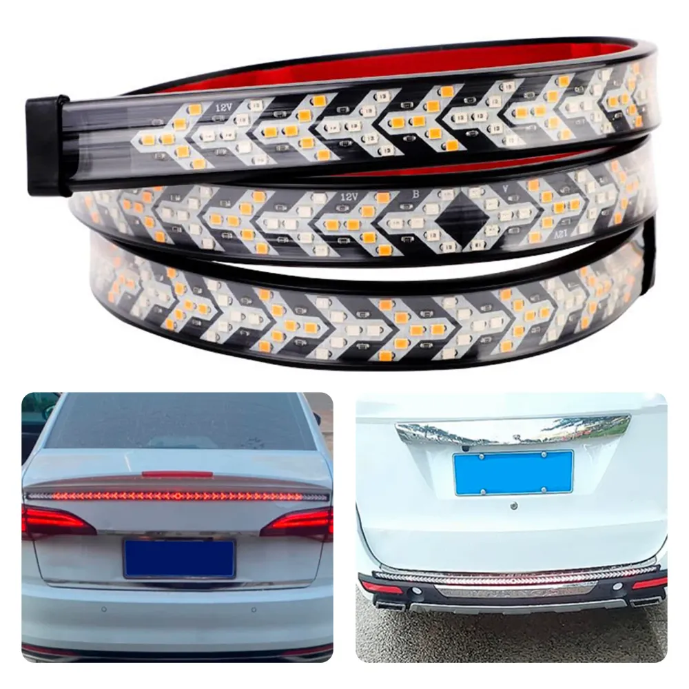 Voiture camion LED feu arrière bande clignotant lampe coulant dynamique os de poisson 1.2 mètres
