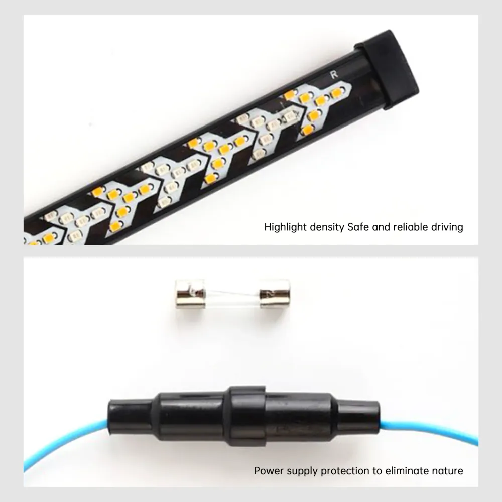 Voiture camion LED feu arrière bande clignotant lampe coulant dynamique os de poisson 1.2 mètres