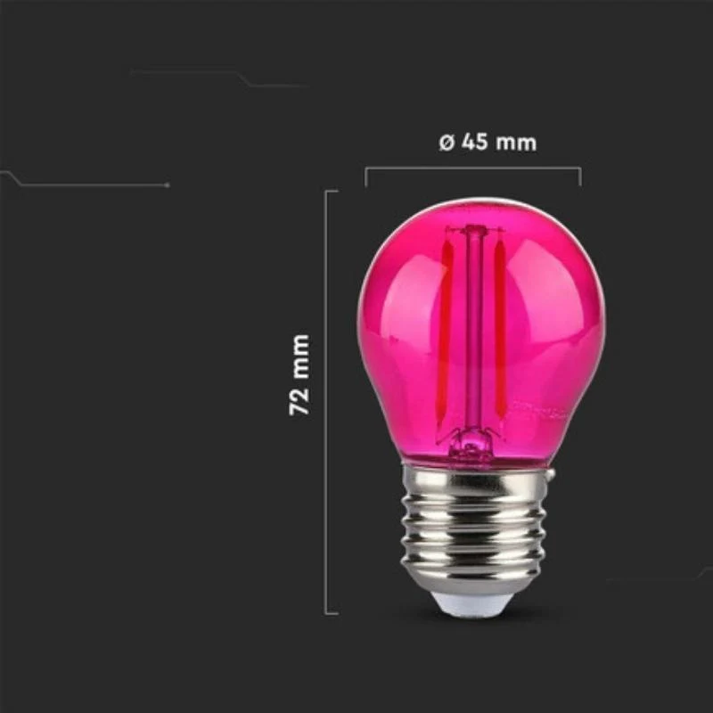 Ampoule LED E27 Filament 2W G45 Rose VTAC