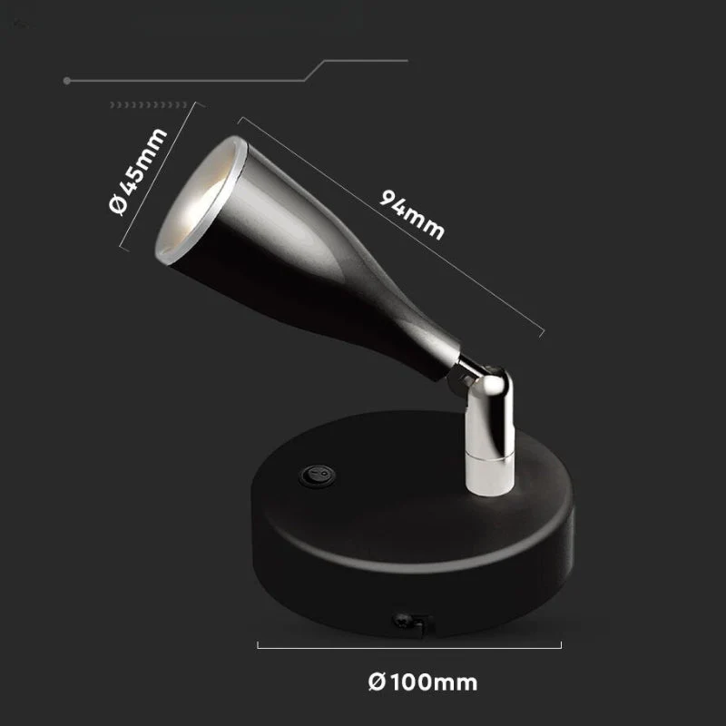 Lampe Murale 4.5W avec Interrupteur Noir/Argent VTAC