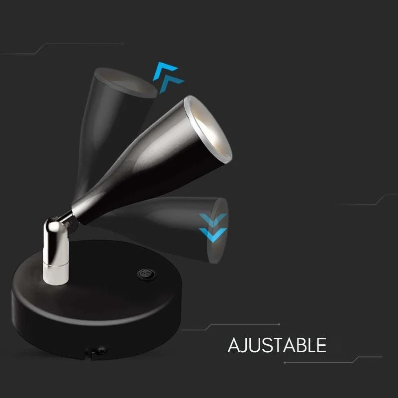Lampe Murale 4.5W avec Interrupteur Noir/Argent VTAC