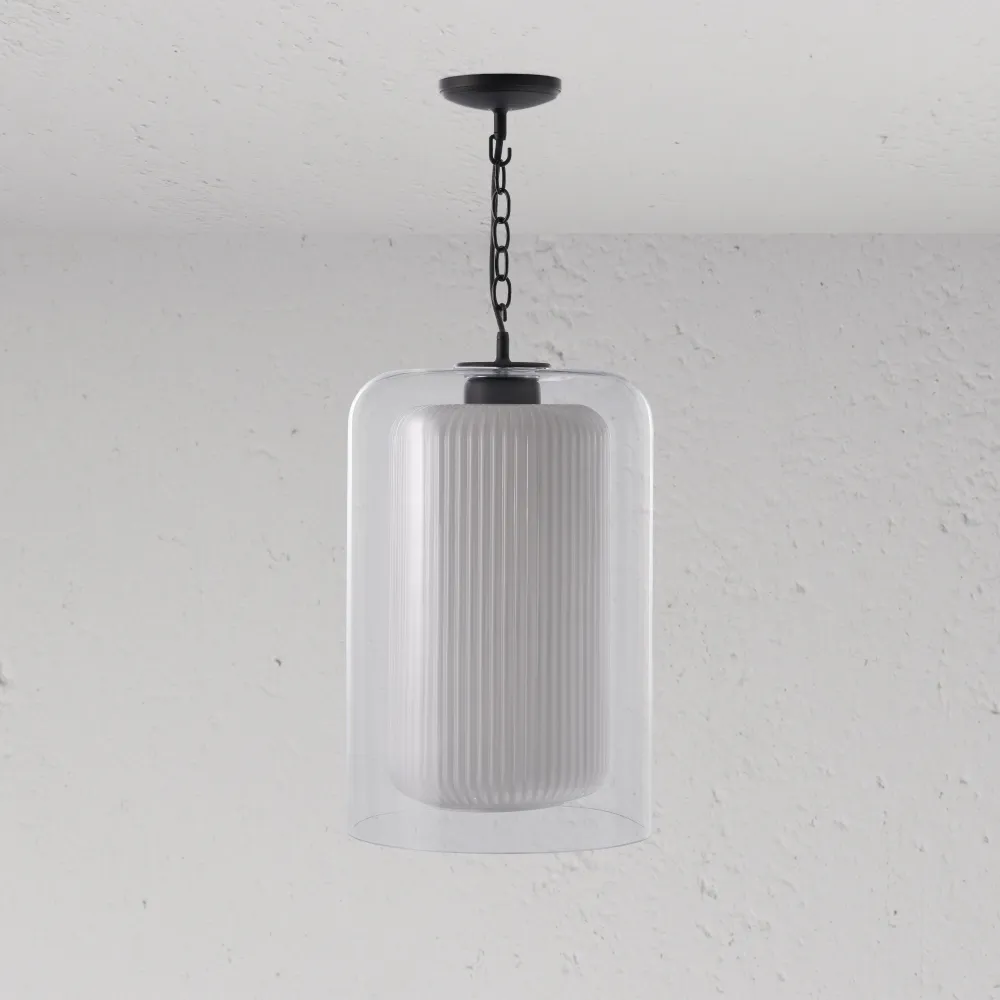 Windsor Suspension Grand Format en Verre Opalin - Bronze