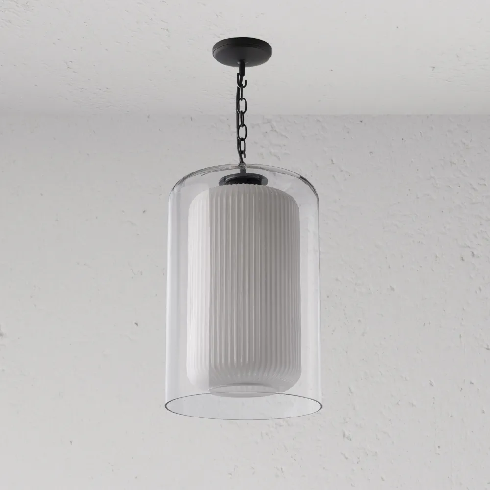Windsor Suspension Grand Format en Verre Opalin - Bronze