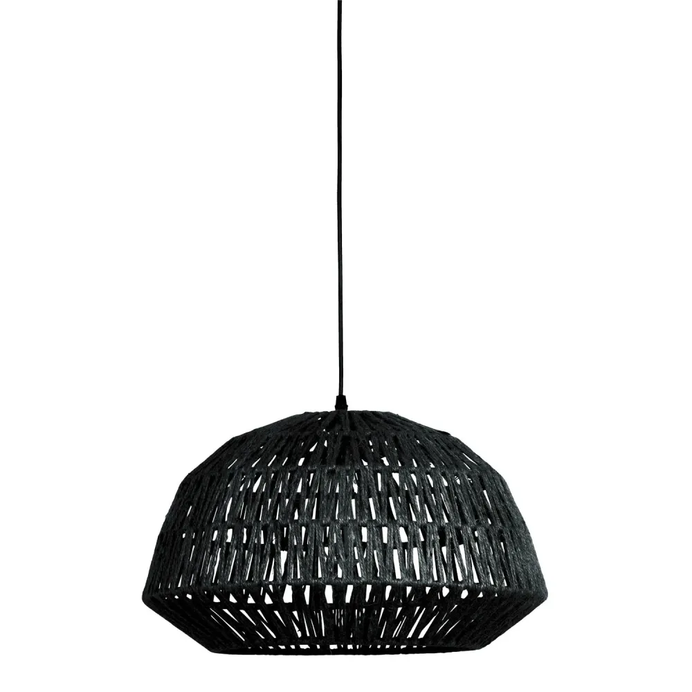 Lampe à suspension en jute noir Kace 26x45 cm WOOOD