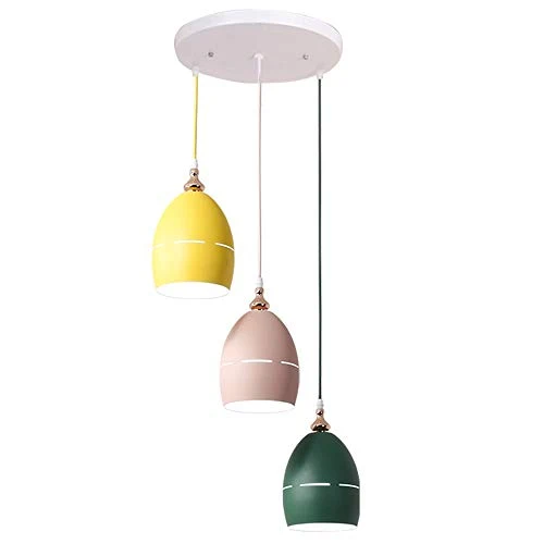 Xdmgg Lampe suspendue en métal Style nordique moderne Couleur Macaron Couleur tasse Lampes décoratives en métal Hauteur ré...
